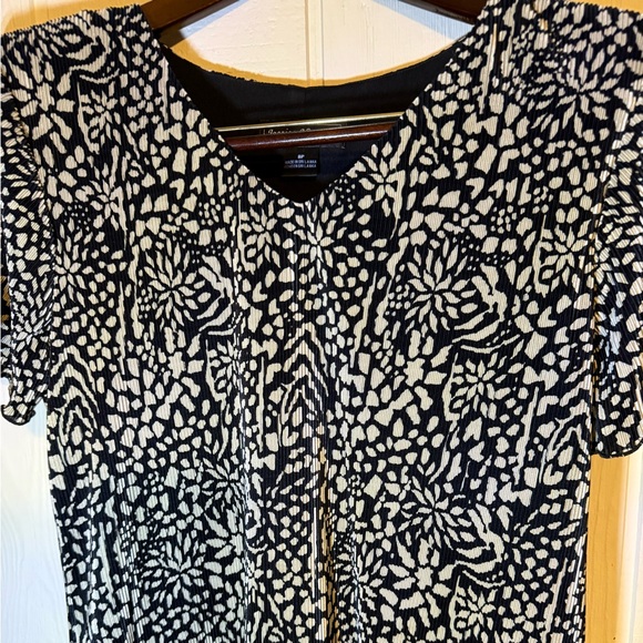 Jessica Howard Black and Tan Abstract Dress shoulder pads vneck 8P - Picture 1 of 12